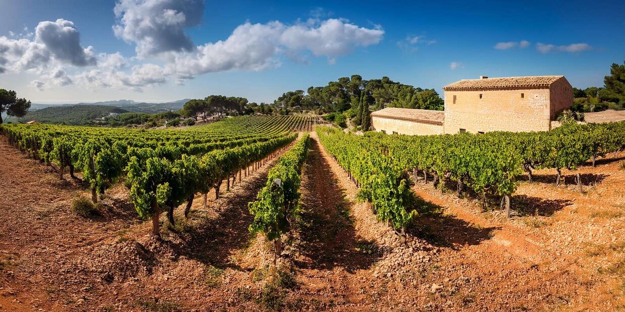 Aerial view of large private country estate in rural Mallorca