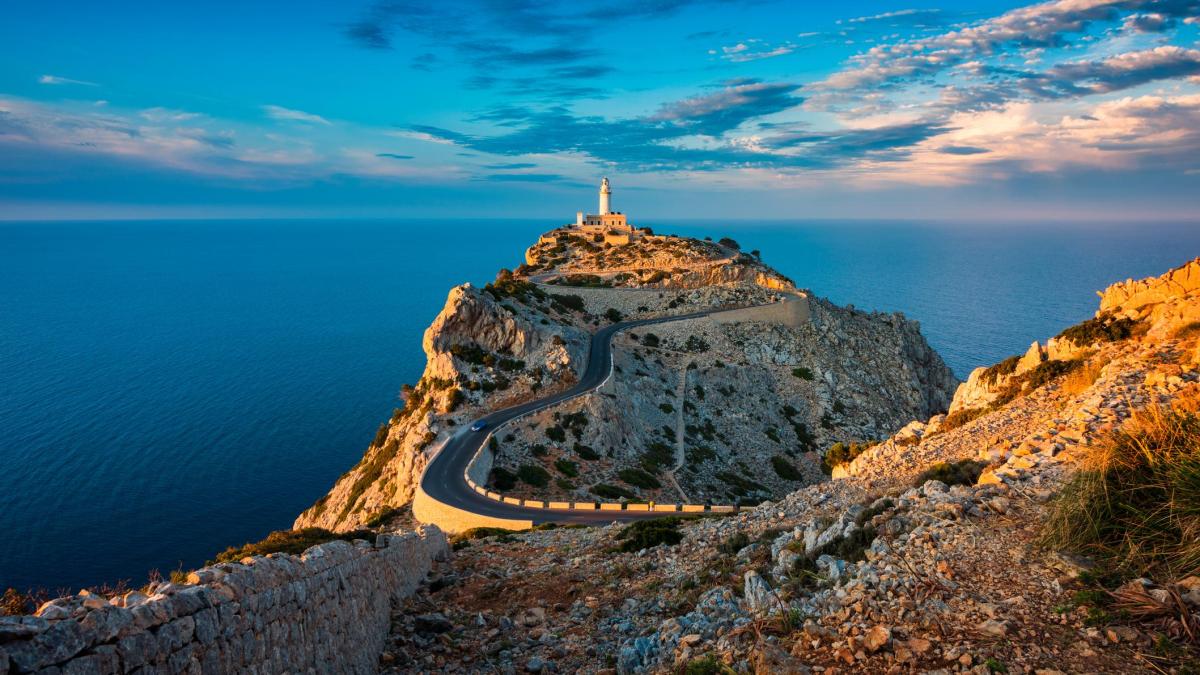 Protected rocky coastline and cliffs along the shore of Mallorca