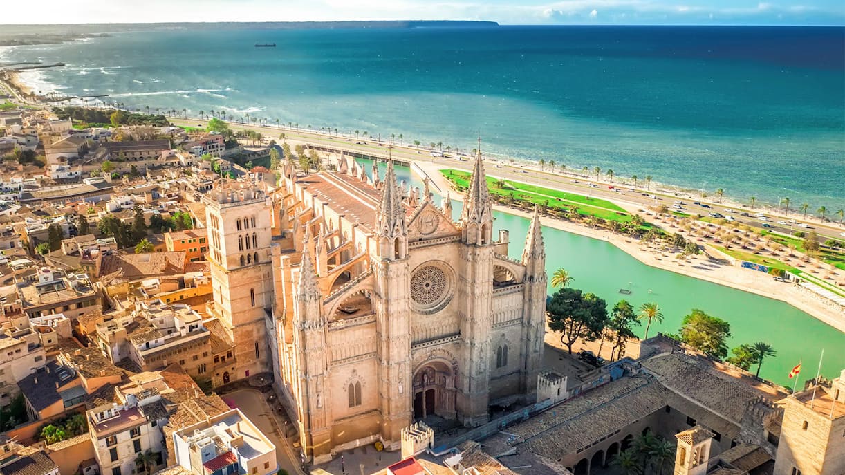Iconic view of Palma’s marina and cathedral capturing the cultural essence of Mallorca.