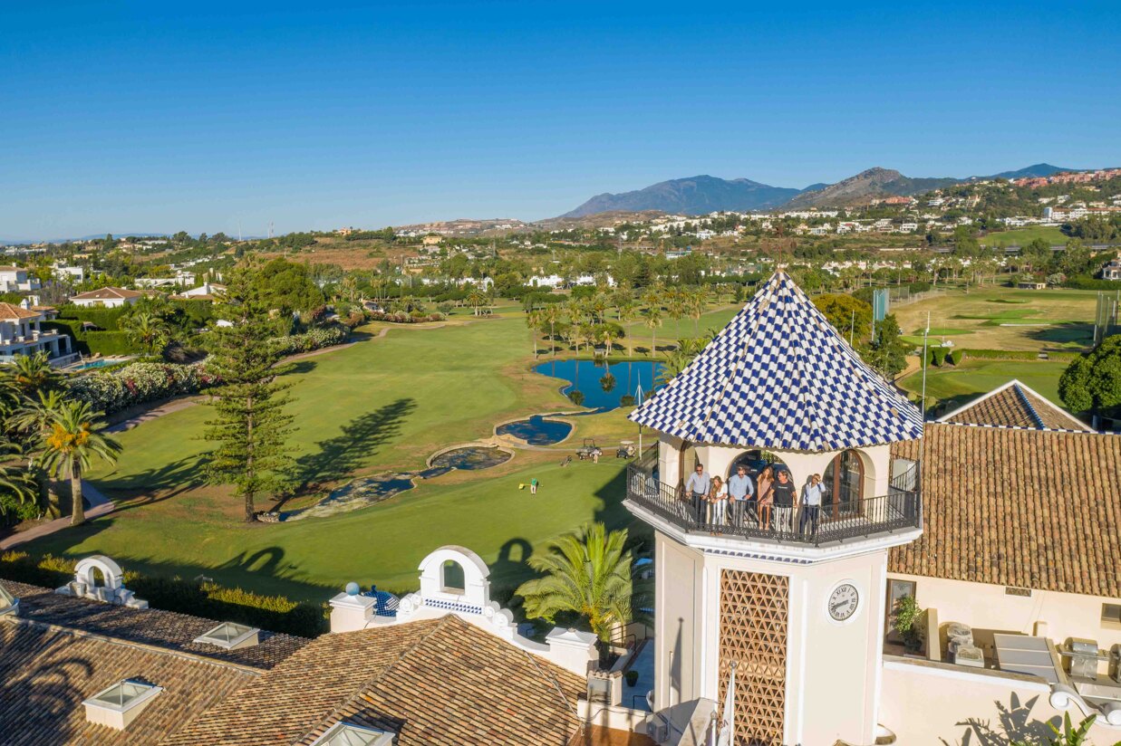 Our Homerun brokers team in 2020 on the terrace of our first Homerun Brokers office, The Tower, located in Los Naranjos Golf Club