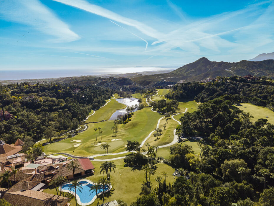 Drone photograph of LA Zagaleta, gated community in Marbella.