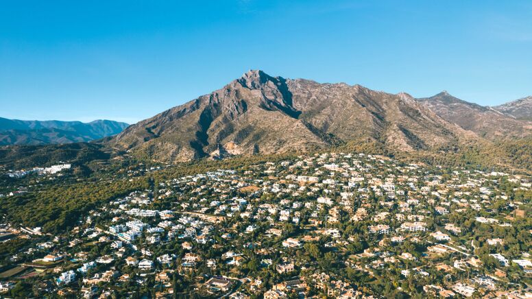 Drone photograph of Sierra Blanca in Marbella