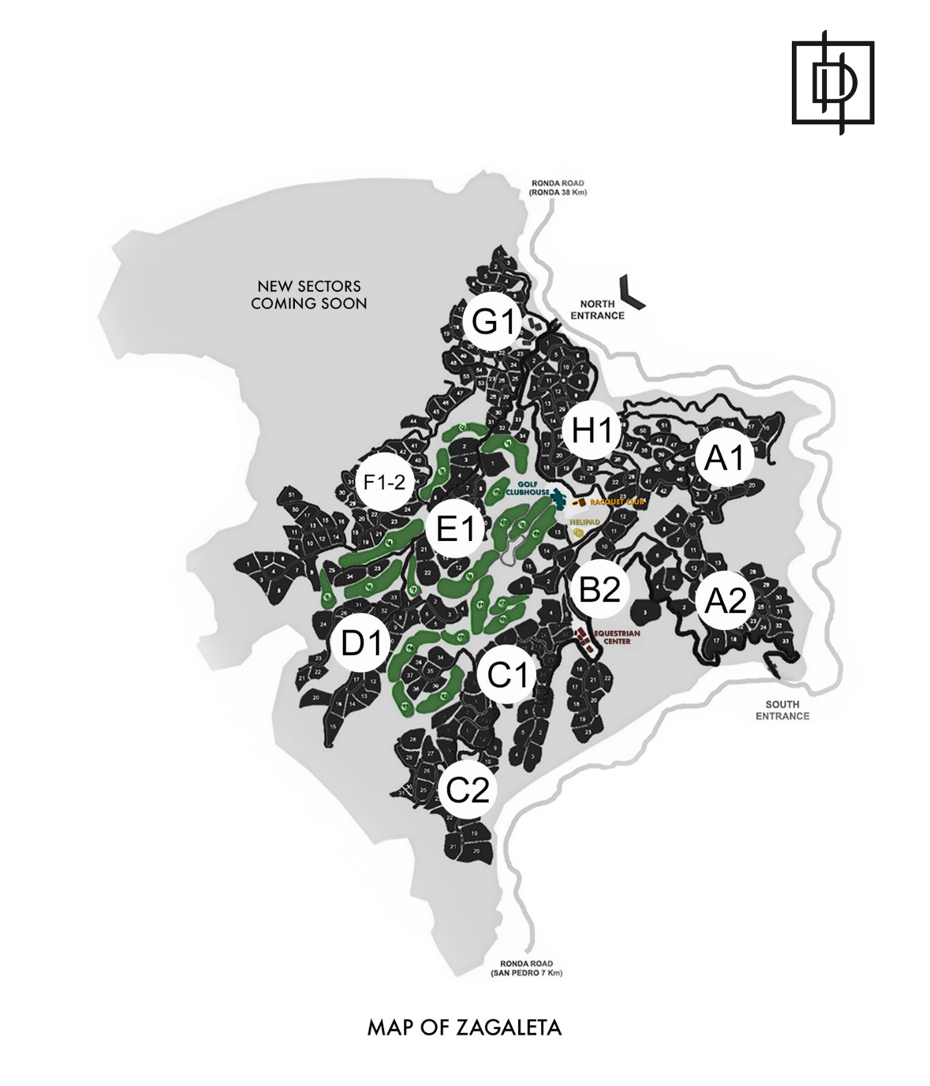 Carte des secteurs de La Zagaleta