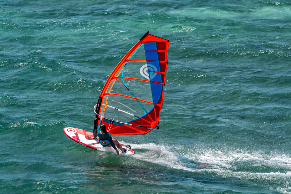 Photograph of a woman windsurfind in Tarifa in Cadiz