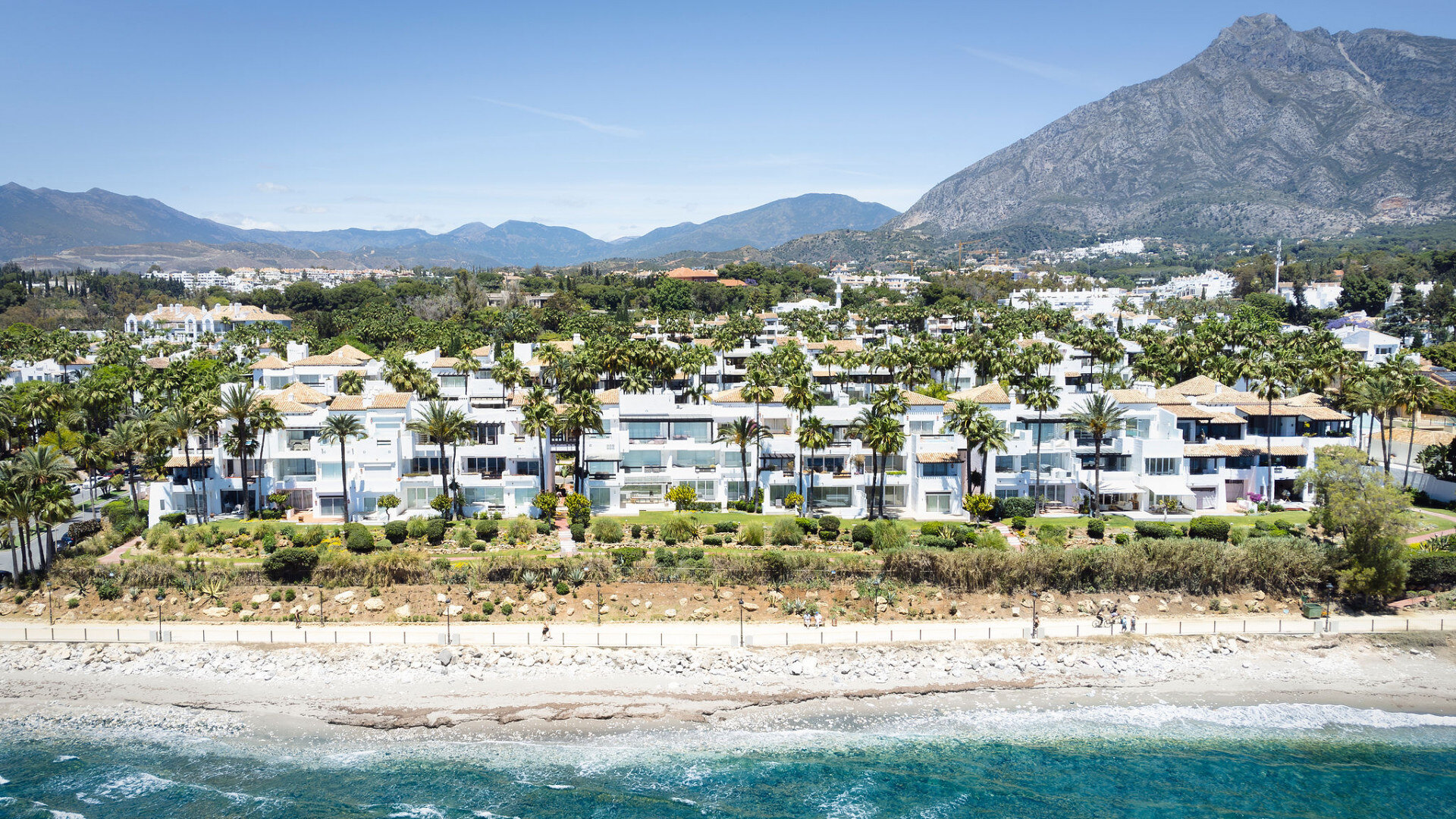 The Beach at Puente Romano with La Concha Mountain back drop