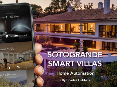 Smart Homes Sotogrande /// Hand Mockup Designed by mockup.store / Freepik