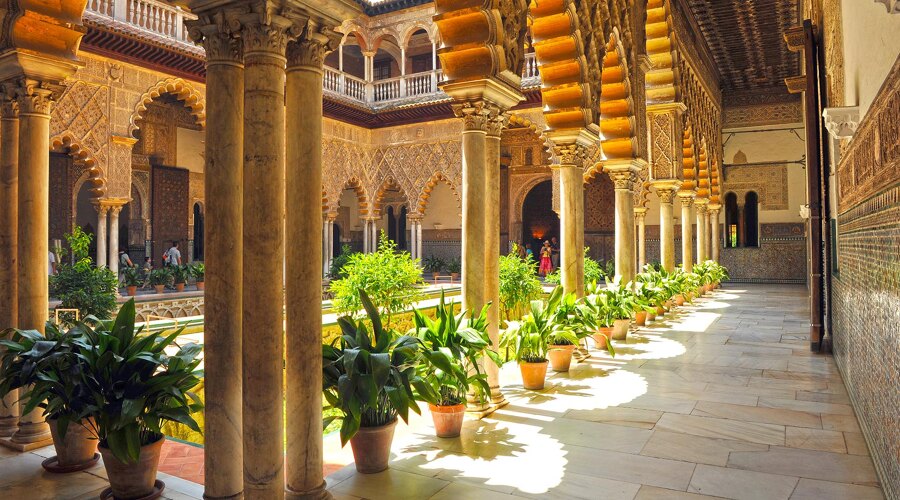 Alcázar de Sevilla, Patio de las Doncellas, Andalucía, España