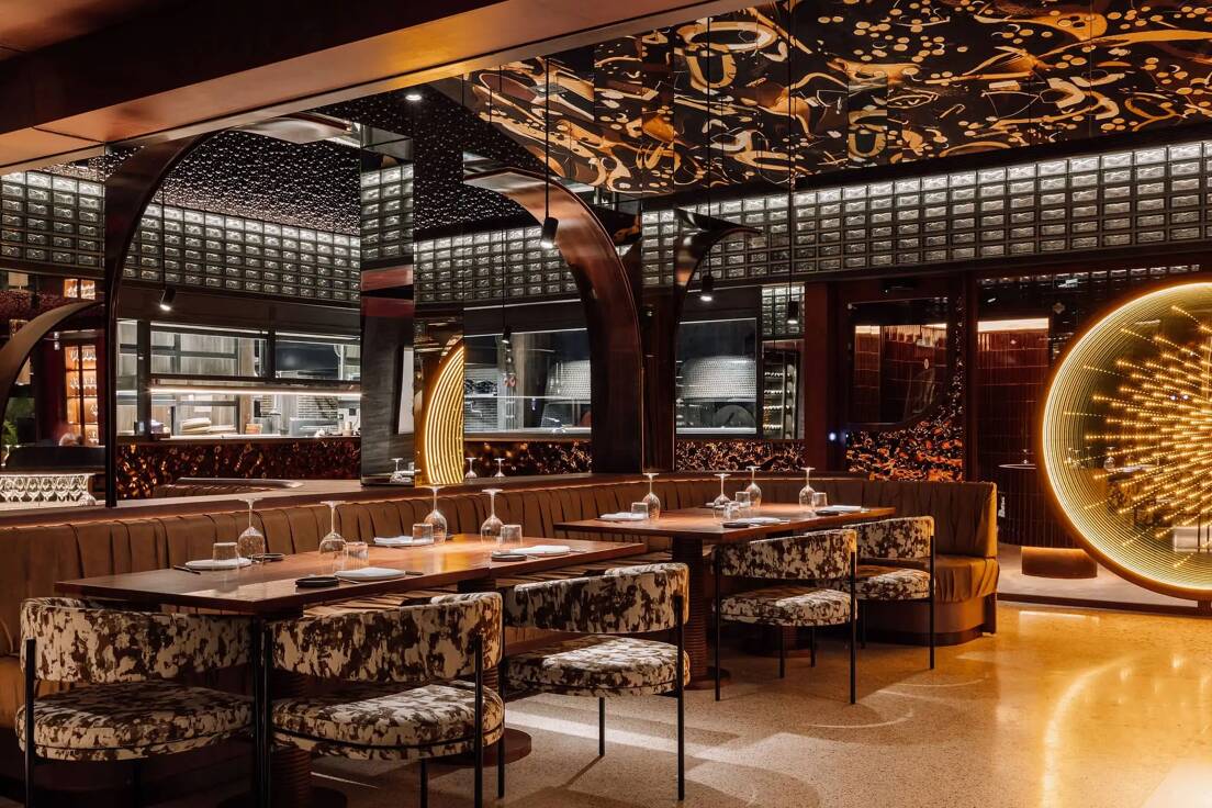 Roostic Marbella luxury restaurant with modern furniture and interior design