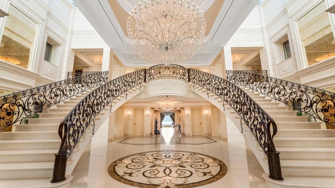 Villa Bellagio luxury entrance with classic stairs