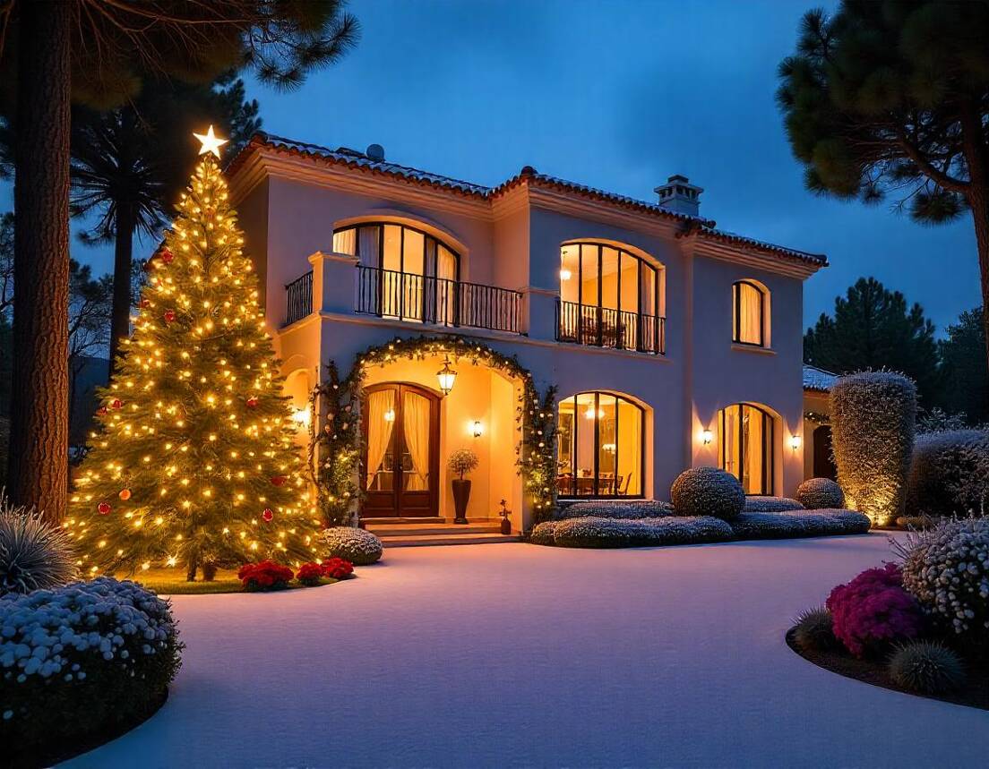 Luxury villa in Marbella with Christmas decorations