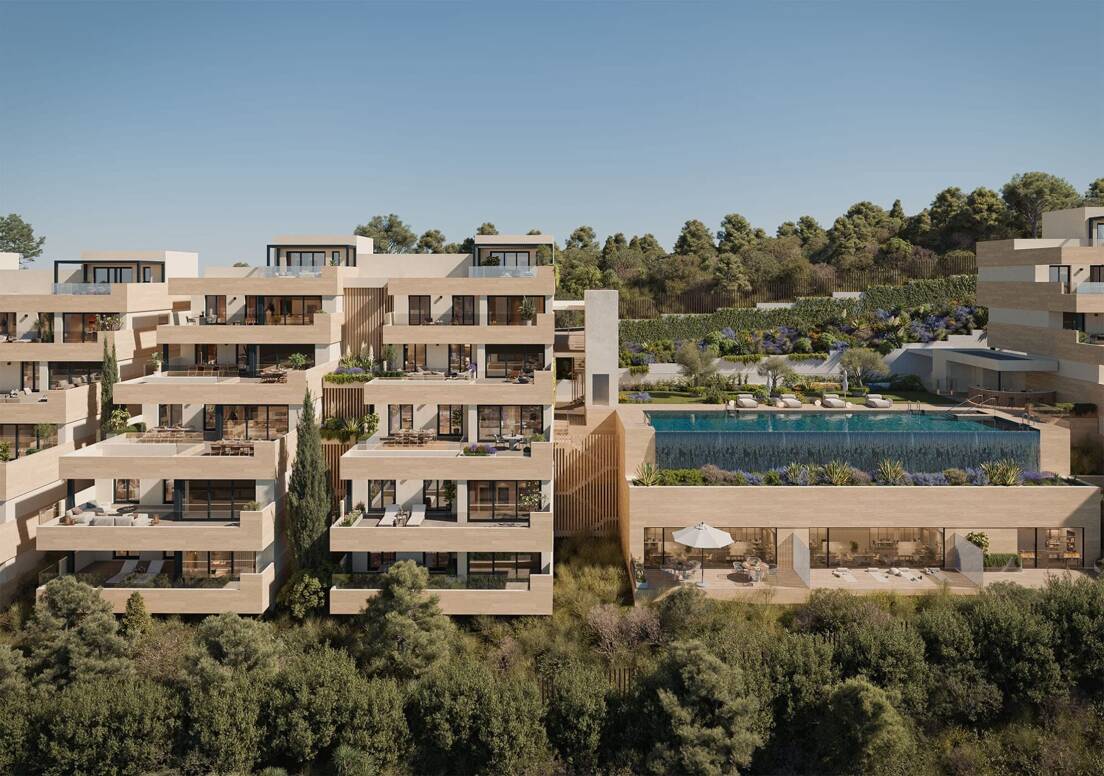 Aerial view of Soleil Marbella, the new development in Altos de Los Monteros