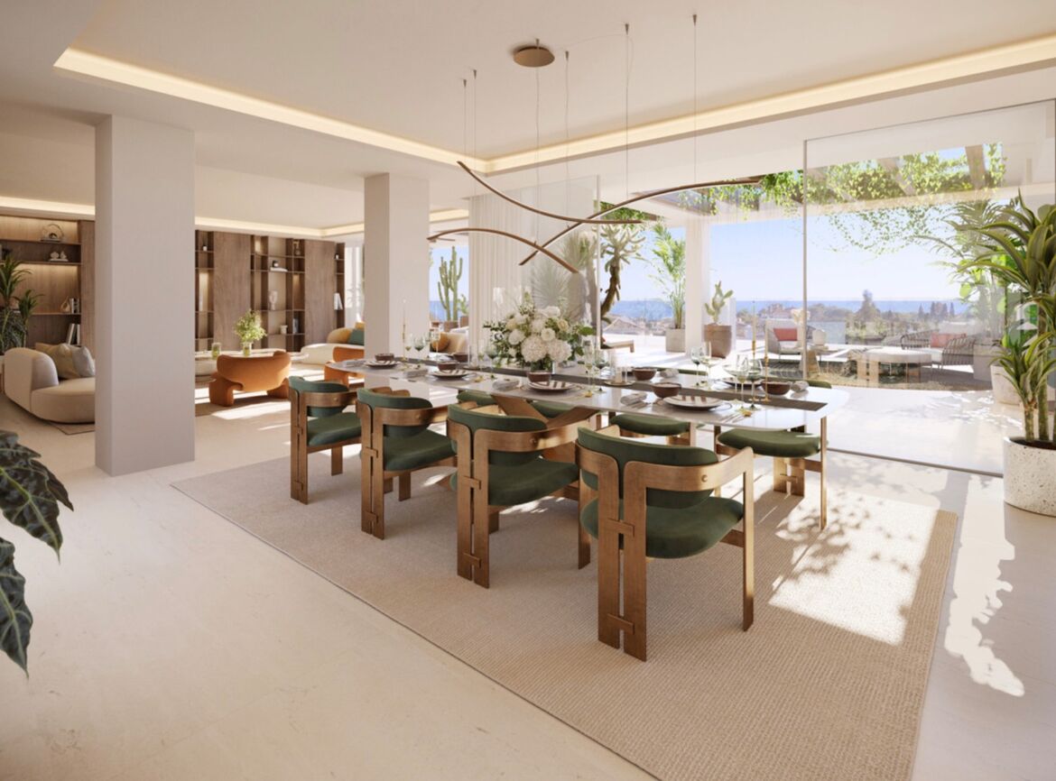 salón-comedor en Earth Marbella