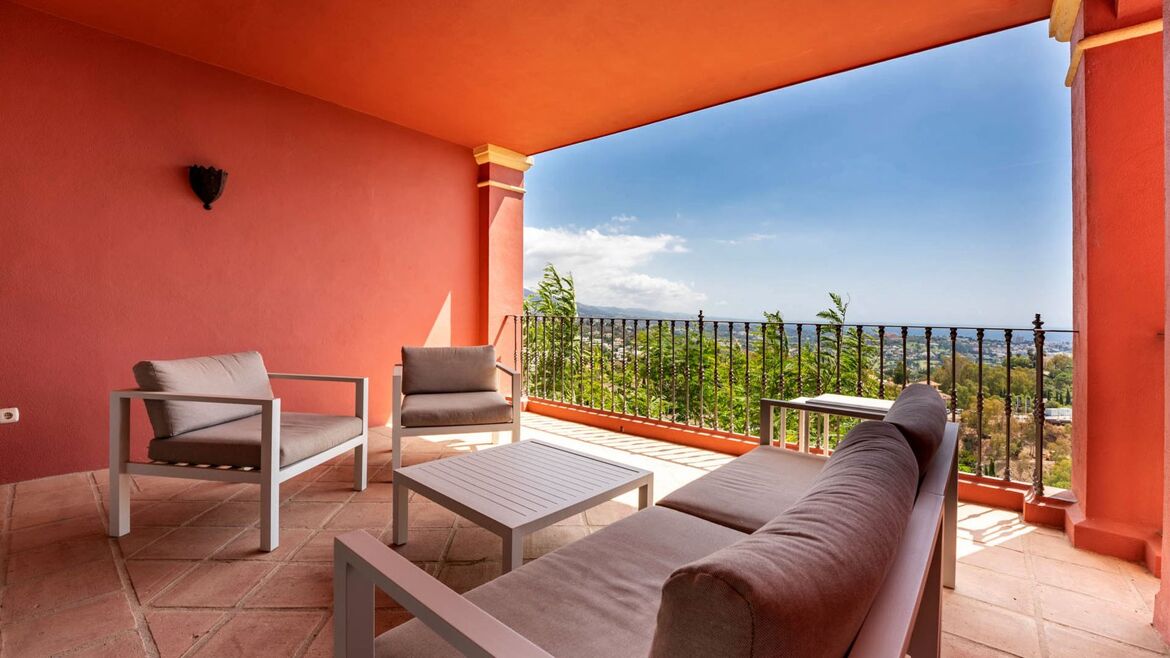 Terrace lounge looking over the coast from Monte Halcones