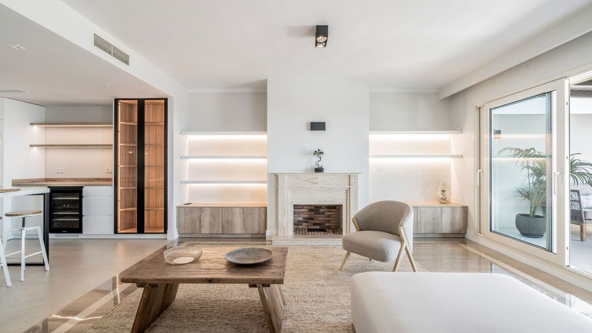 Renovated apartment living room at Condado de Sierra Blanca