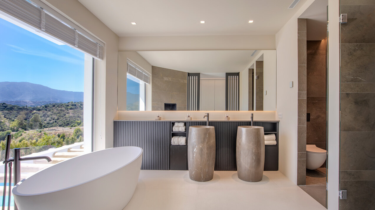 Exquisite modernistic contemporary villa gilds the golf valley in Nueva Andalucia with its effortless elegance