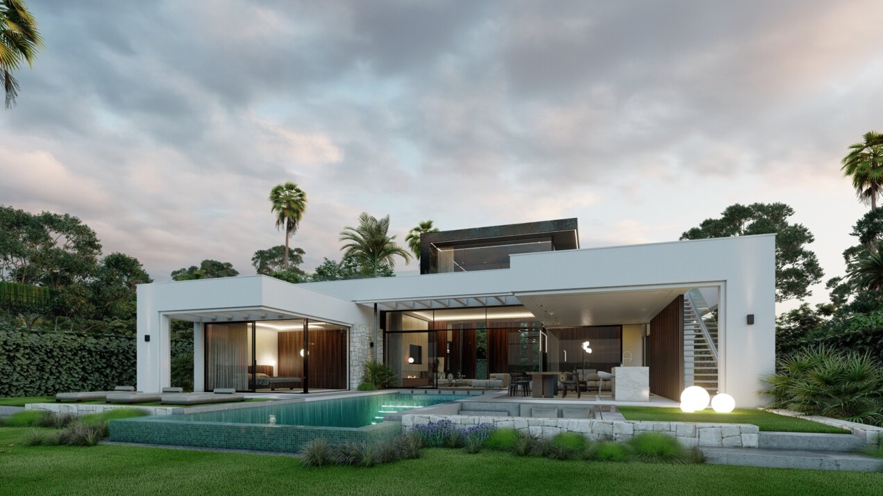 Exquisite modernistic contemporary villa gilds the golf valley in Nueva Andalucia with its effortless elegance