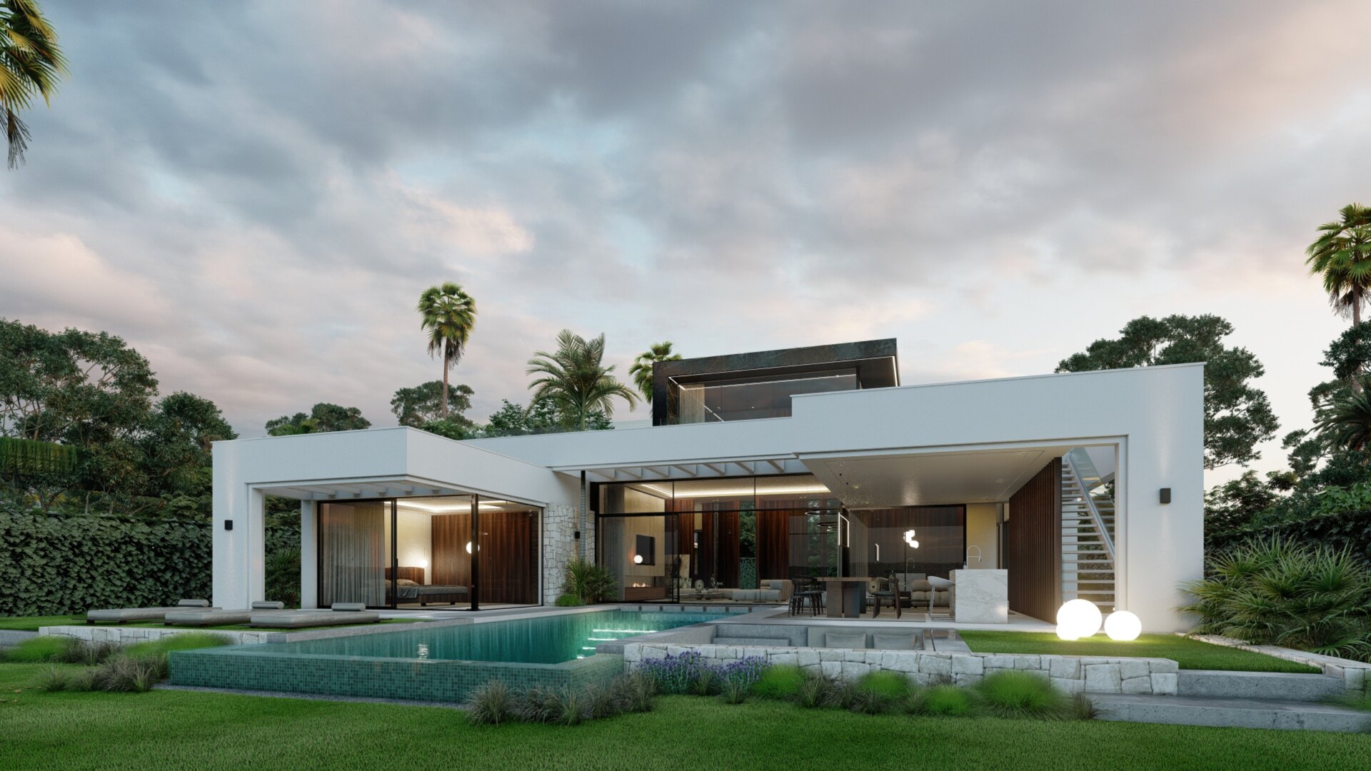 Exquisite modernistic contemporary villa gilds the golf valley in Nueva Andalucia with its effortless elegance