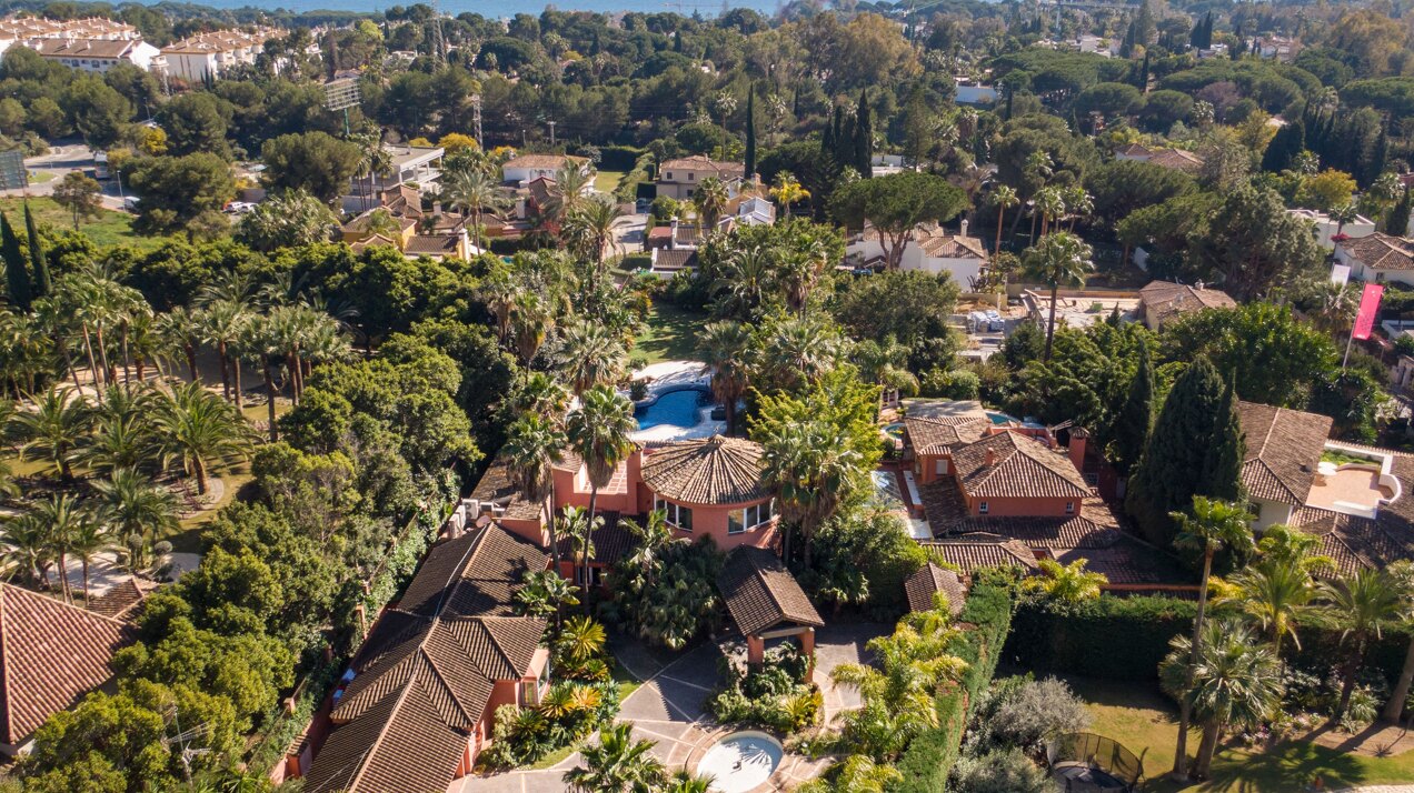 Secluded stately mansion languishes amidst subtropical gardens in the heart of Marbella.