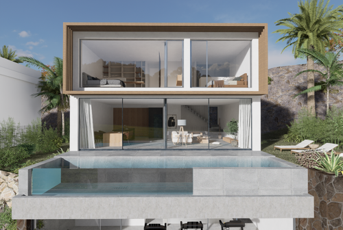 A meticulously designed new villa that embodies modern luxury, offers breathtaking views & privacy.