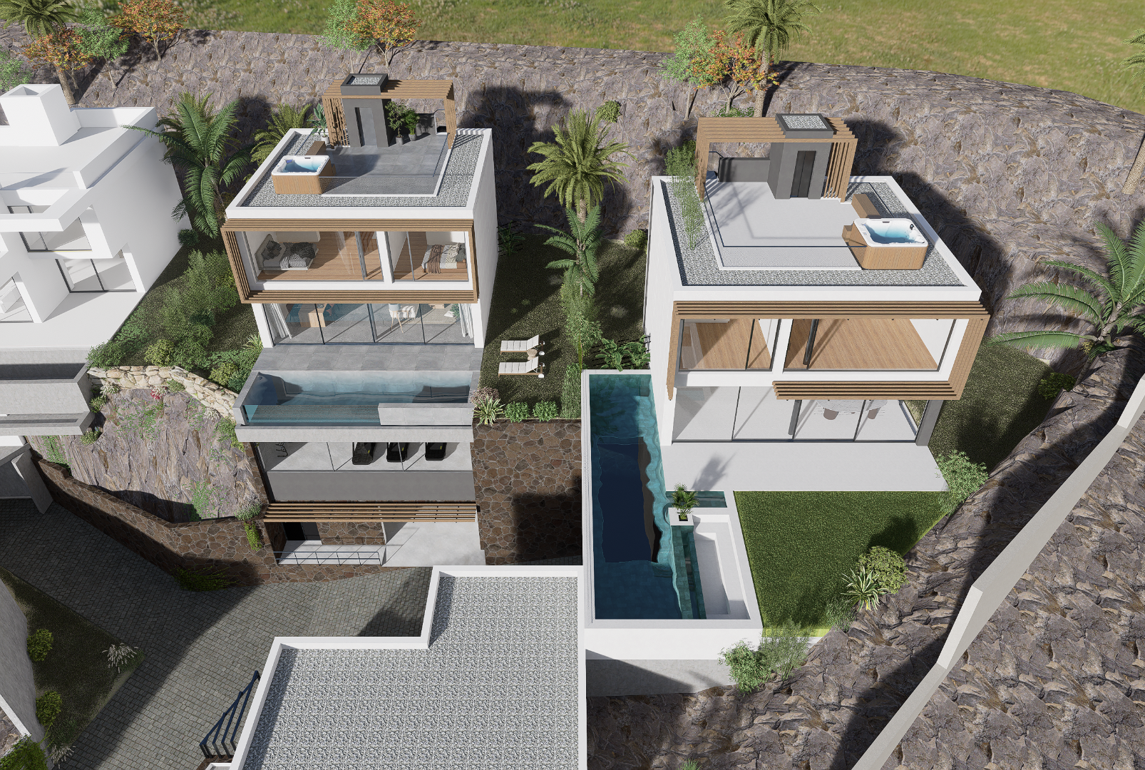A meticulously designed new villa that embodies modern luxury, offers breathtaking views & privacy.