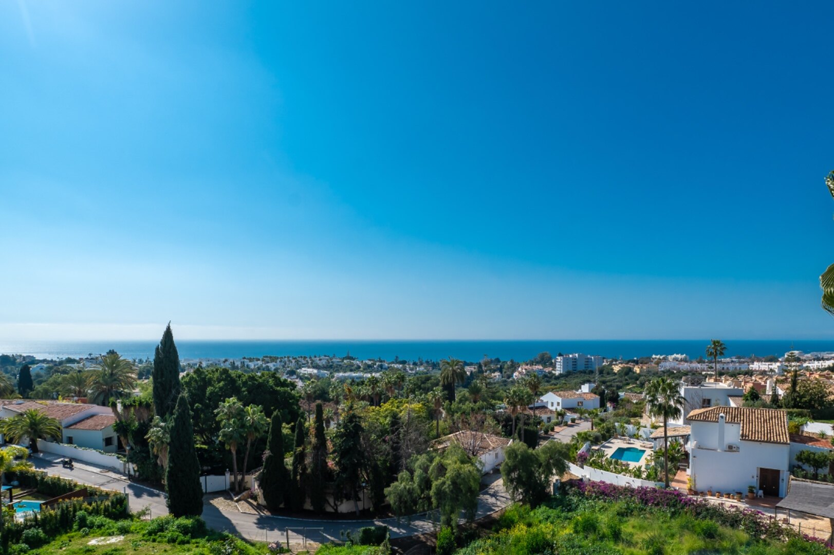 Stunning family villa with panoramic coastline views can be found in sought after area of Marbella
