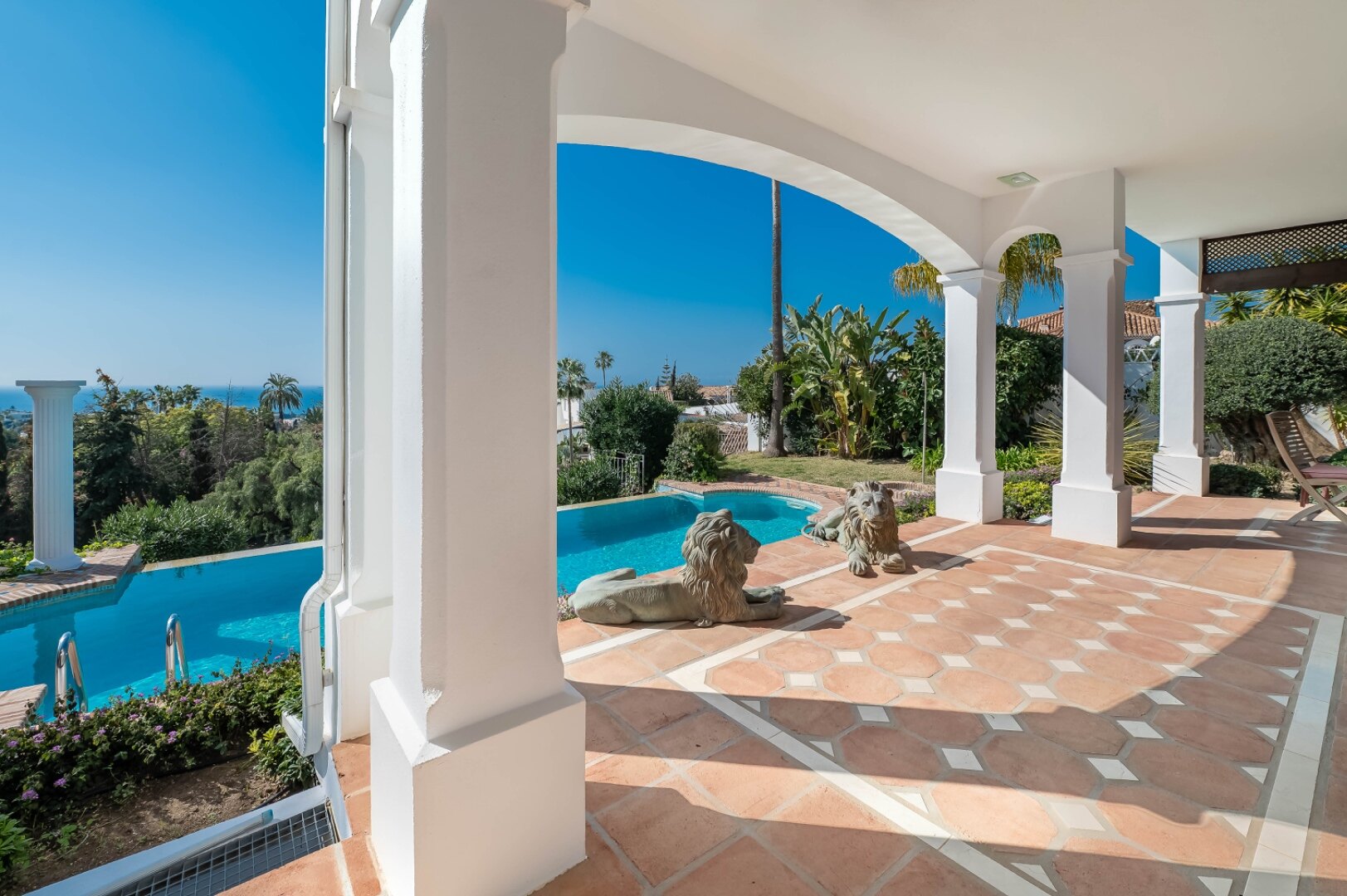 Stunning family villa with panoramic coastline views can be found in sought after area of Marbella