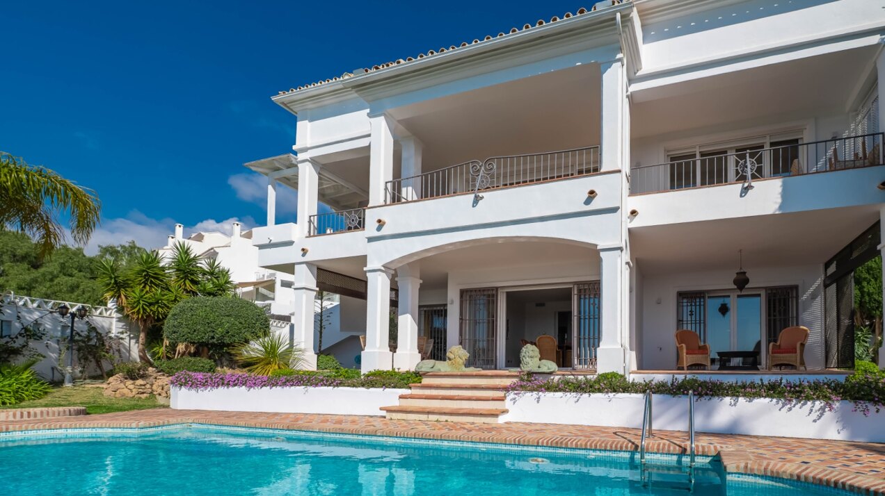 Stunning family villa with panoramic coastline views can be found in sought after area of Marbella