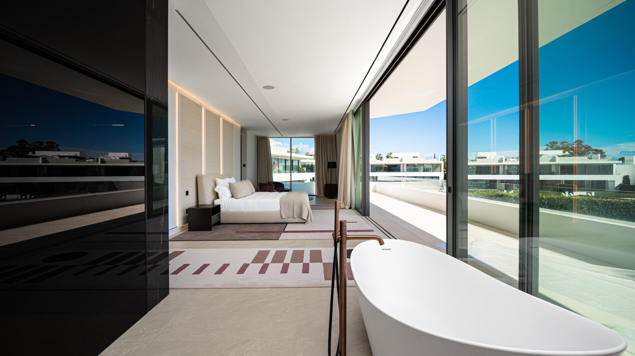 Sublimely elegant, modernistic 5 bed villa on the Golden Mile is perfect for those with impeccable style