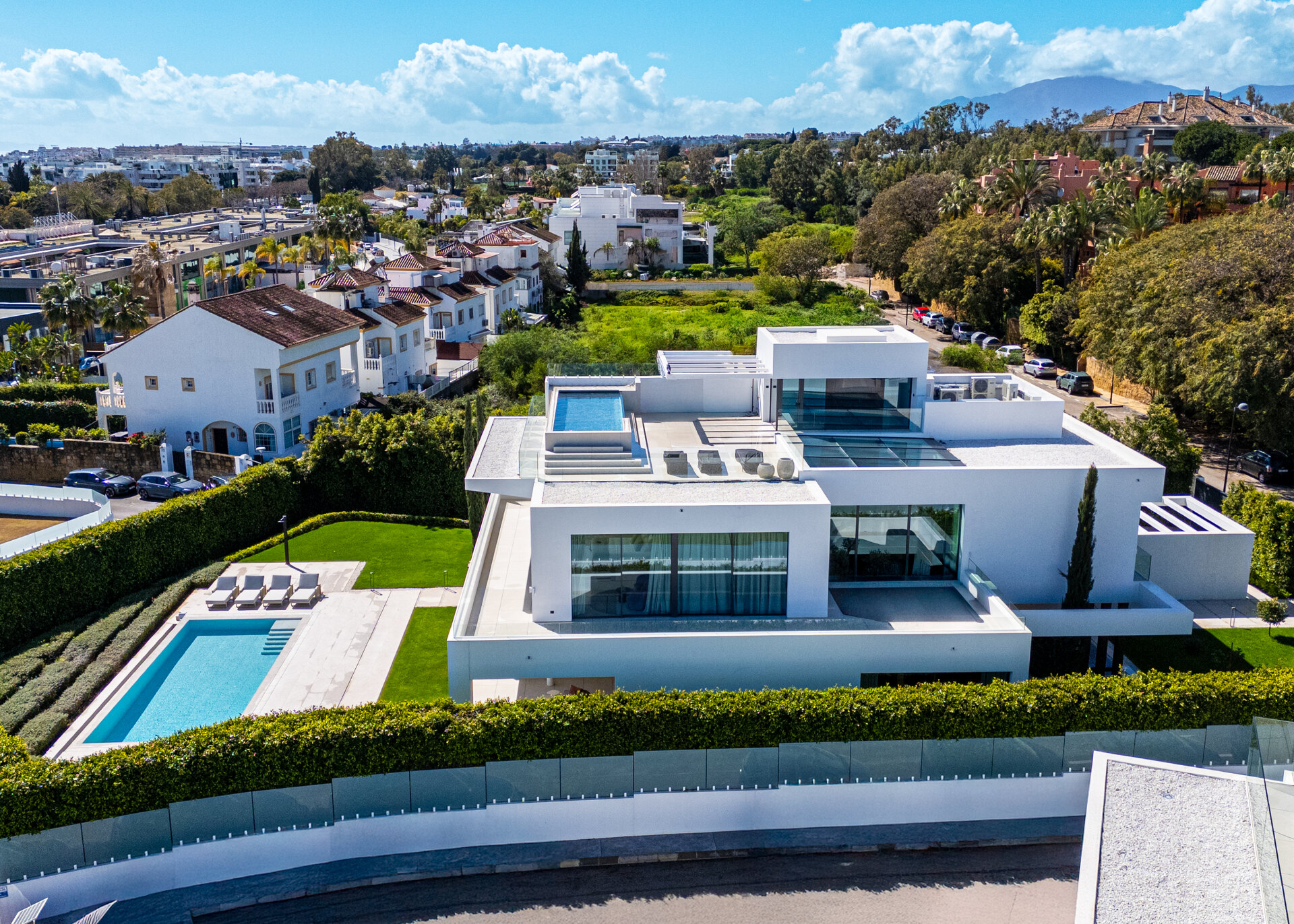Sublimely elegant, modernistic 5 bed villa on the Golden Mile is perfect for those with impeccable style