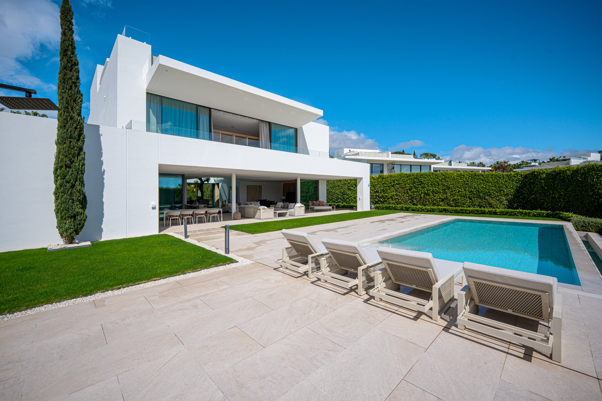 Sublimely elegant, modernistic 5 bed villa on the Golden Mile is perfect for those with impeccable style