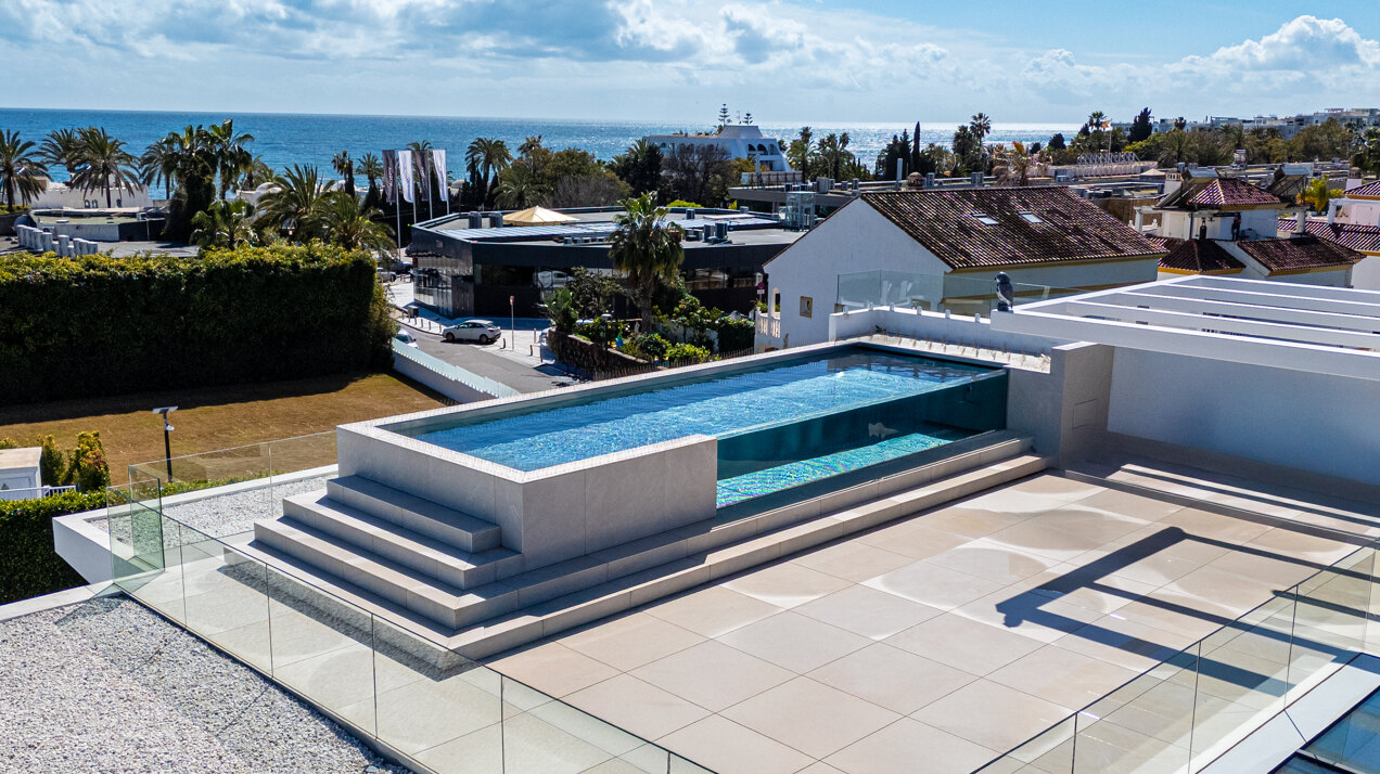 Sublimely elegant, modernistic 5 bed villa on the Golden Mile is perfect for those with impeccable style