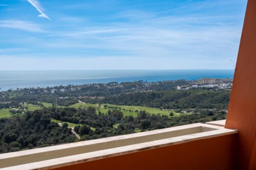 Breathtaking views from 2 bed penthouse that encompass golf, mountain and uninterrupted sea views