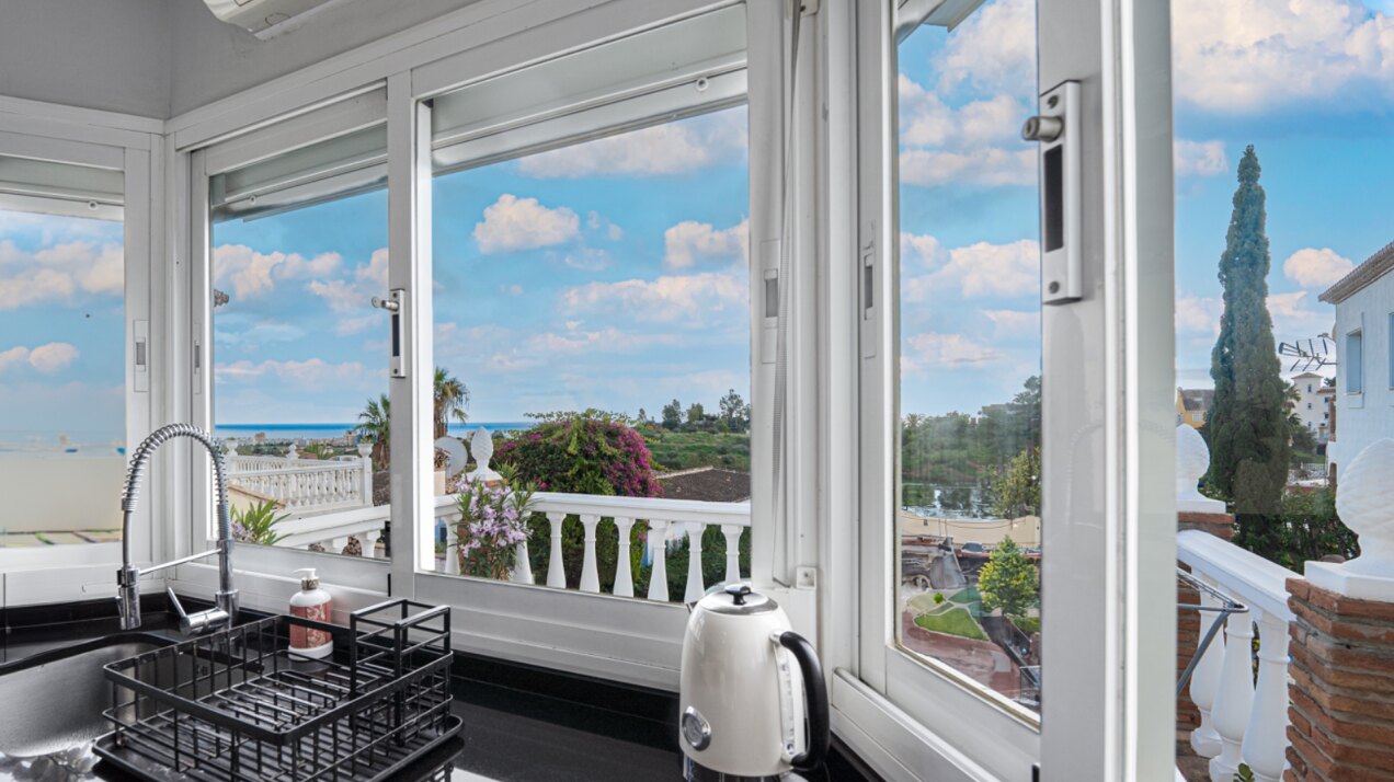 Serene and elegant, this villa stands out overlooking the Mijas countryside down towards the coast