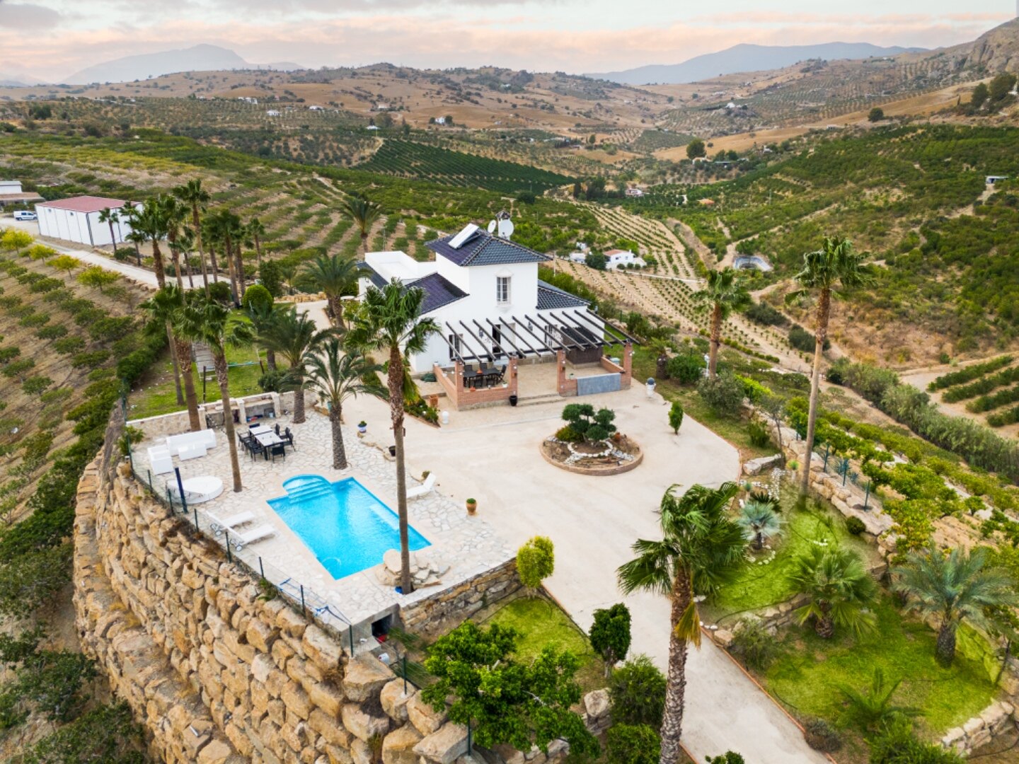 Incredible finca sits on vast private grounds in the midst of rolling hills of Pizarra, Malaga