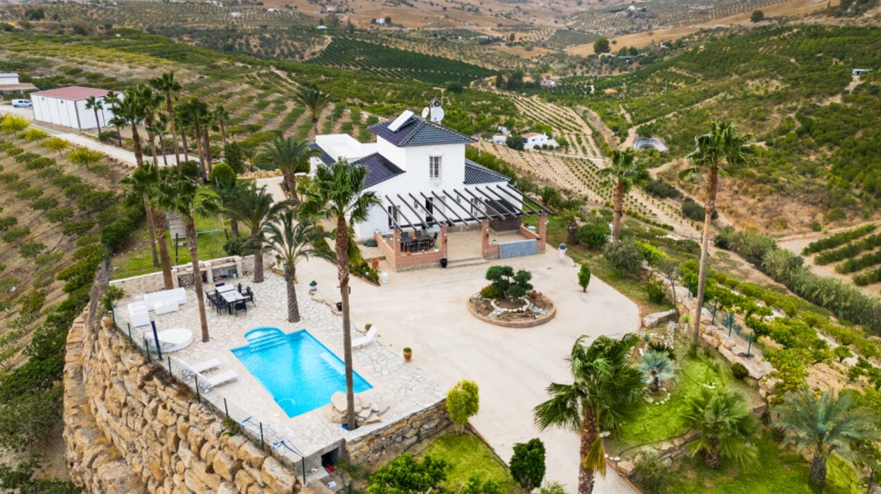 Incredible finca sits on vast private grounds in the midst of rolling hills of Pizarra, Malaga