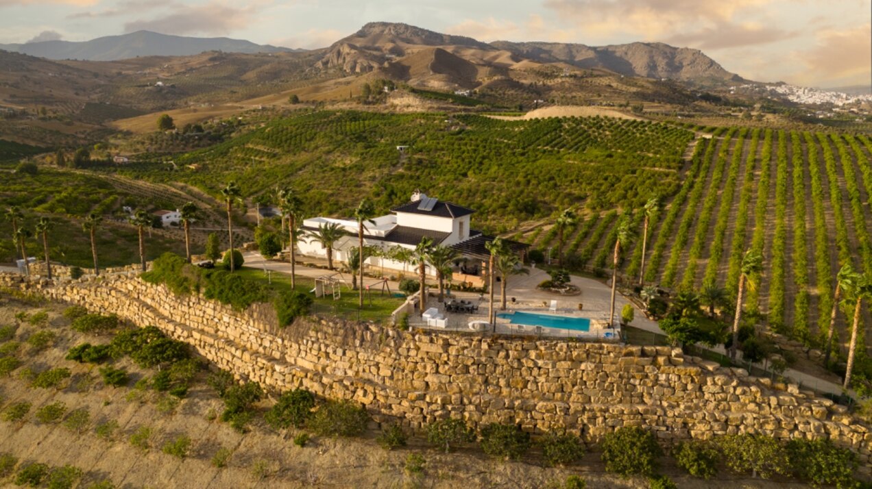 Incredible finca sits on vast private grounds in the midst of rolling hills of Pizarra, Malaga