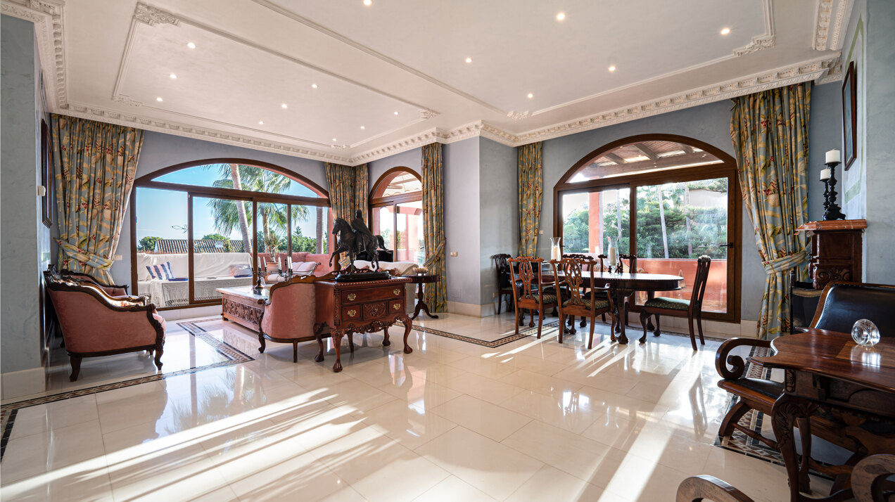 Palatial duplex penthouse sits atop its throne in one of Esteponas most exclusive gate communities