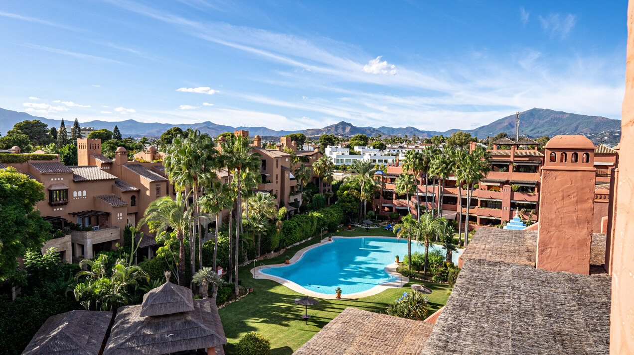 Palatial duplex penthouse sits atop its throne in one of Esteponas most exclusive gate communities