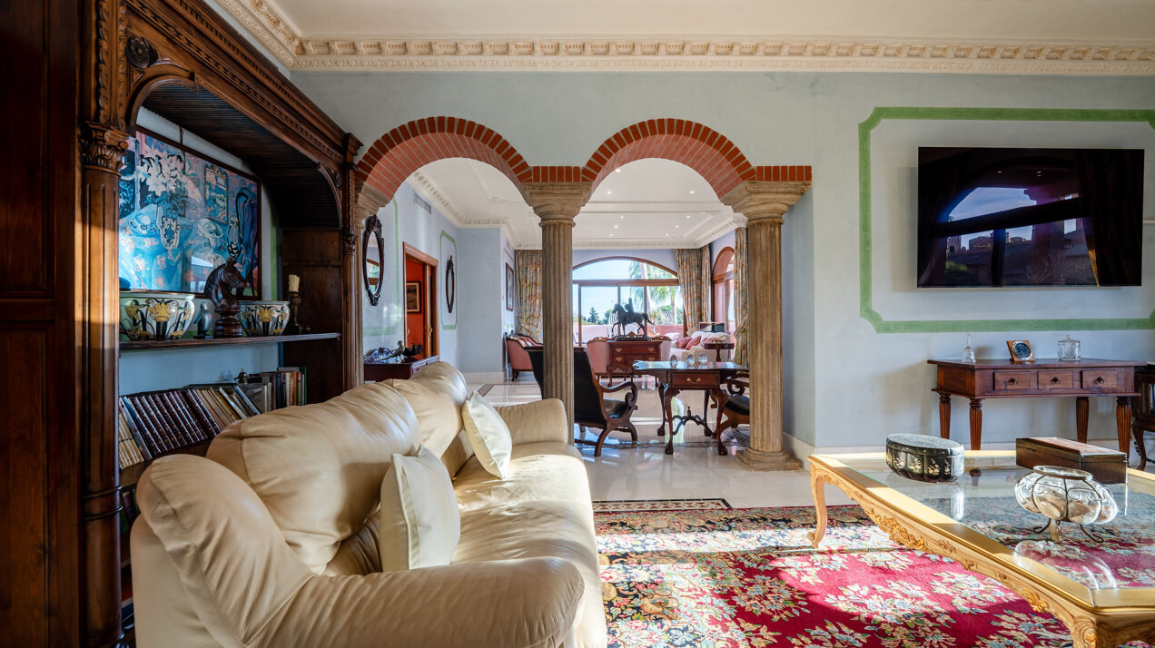 Palatial duplex penthouse sits atop its throne in one of Esteponas most exclusive gate communities