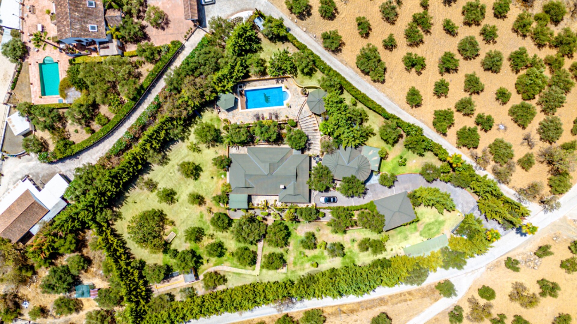 Stunning wooden country finca sits on the outskirts of Monda and its historic castle