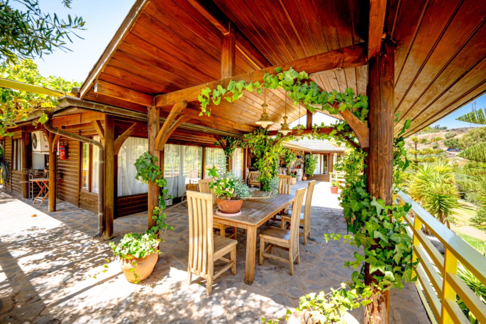 Stunning wooden country finca sits on the outskirts of Monda and its historic castle
