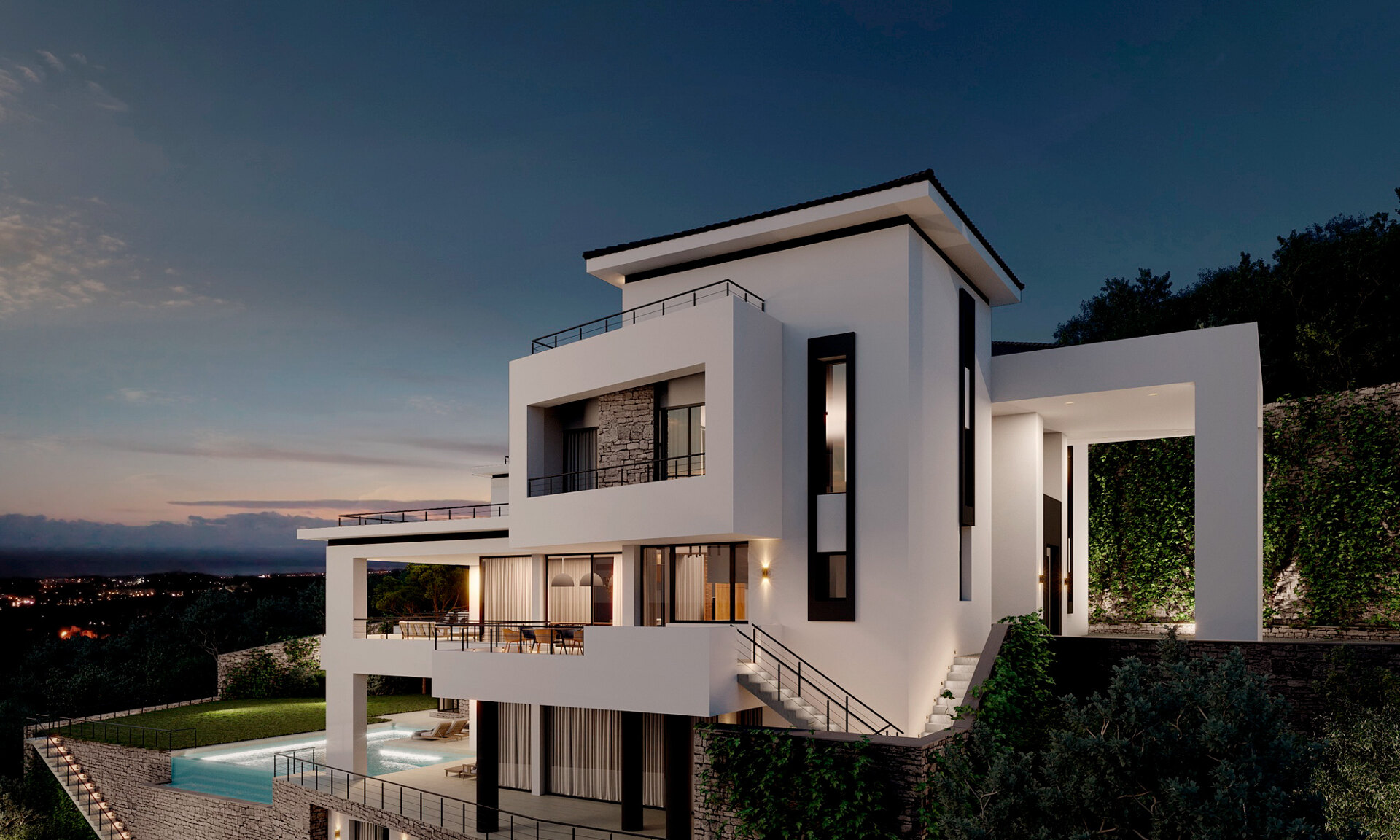 Elegant Modern Luxury Villa with Spectacular Panoramic Sea and Mountain Views in Benahavis