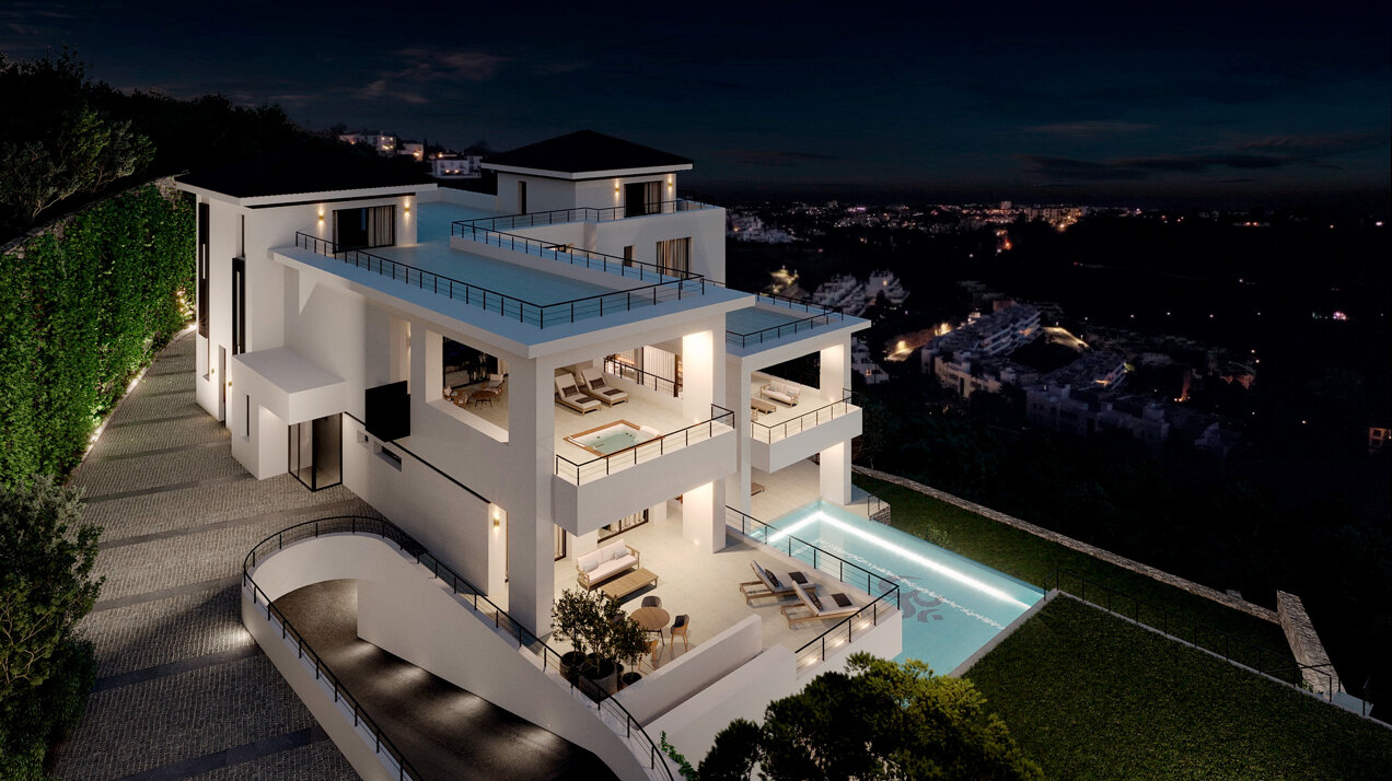 Elegant Modern Luxury Villa with Spectacular Panoramic Sea and Mountain Views in Benahavis