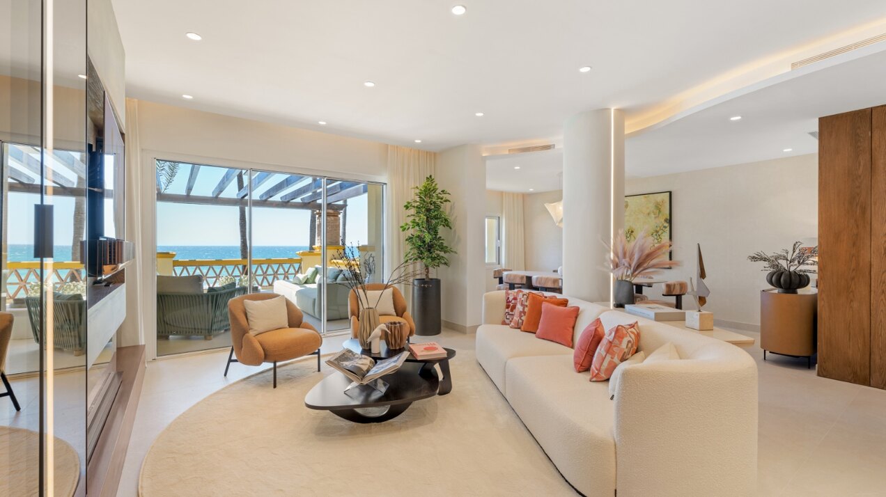Exquisite beachfront apartment seamlessly blending contemporary design with comfort and luxury