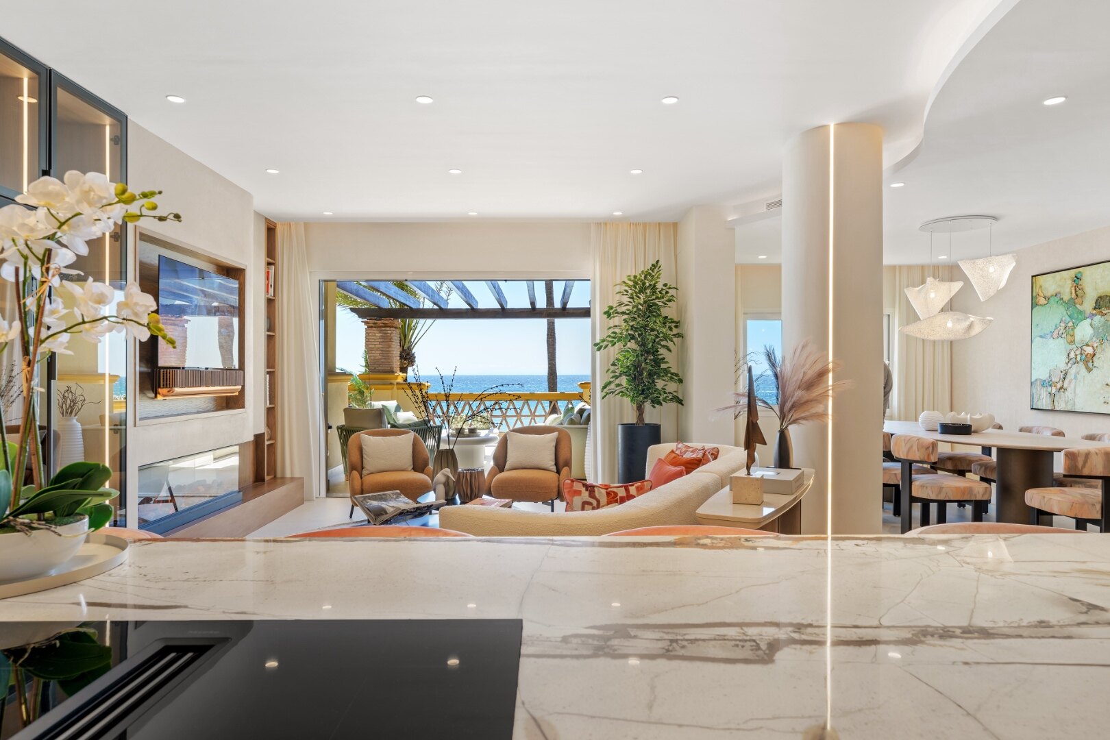 Exquisite beachfront apartment seamlessly blending contemporary design with comfort and luxury