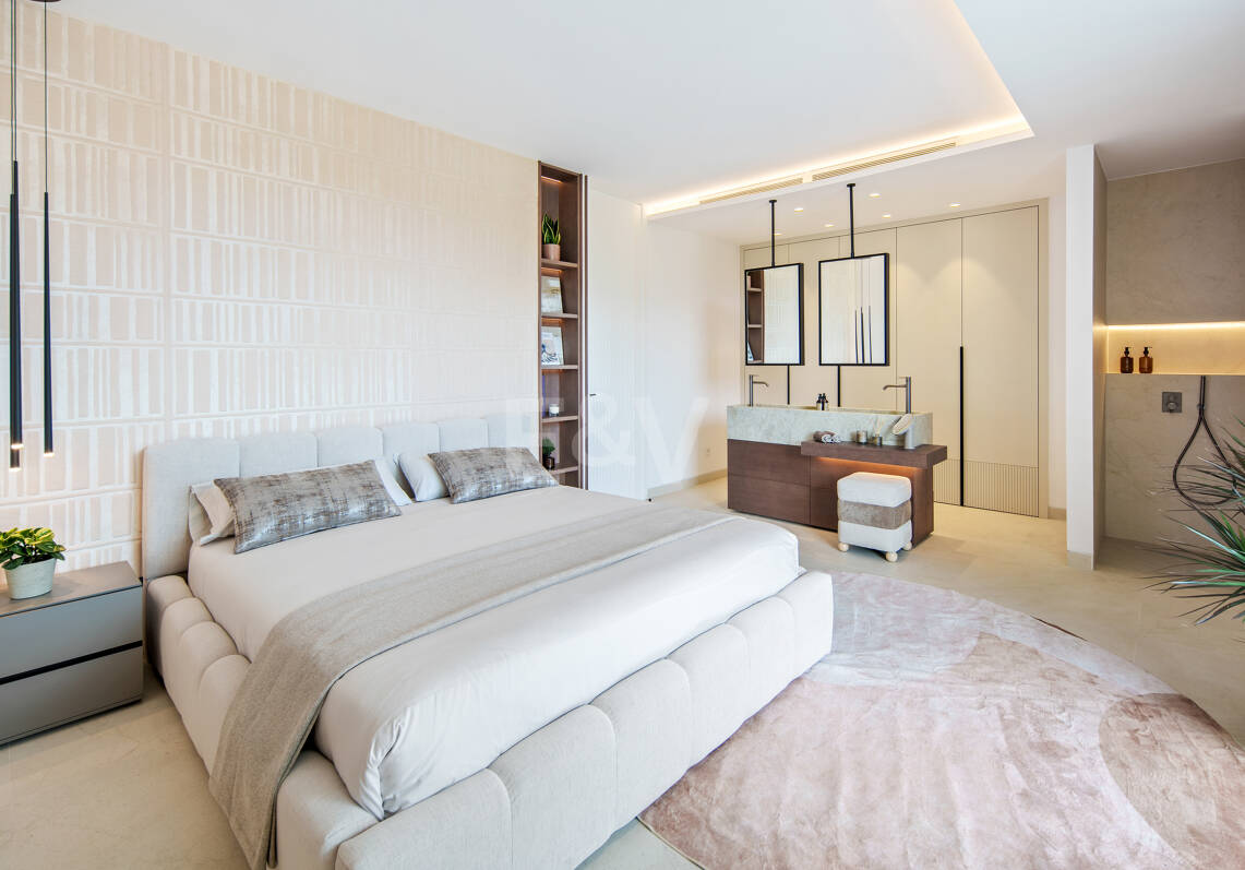 Villa de lujo contemporánea con vistas al golf, al valle y a la montaña en Nueva Andalucía