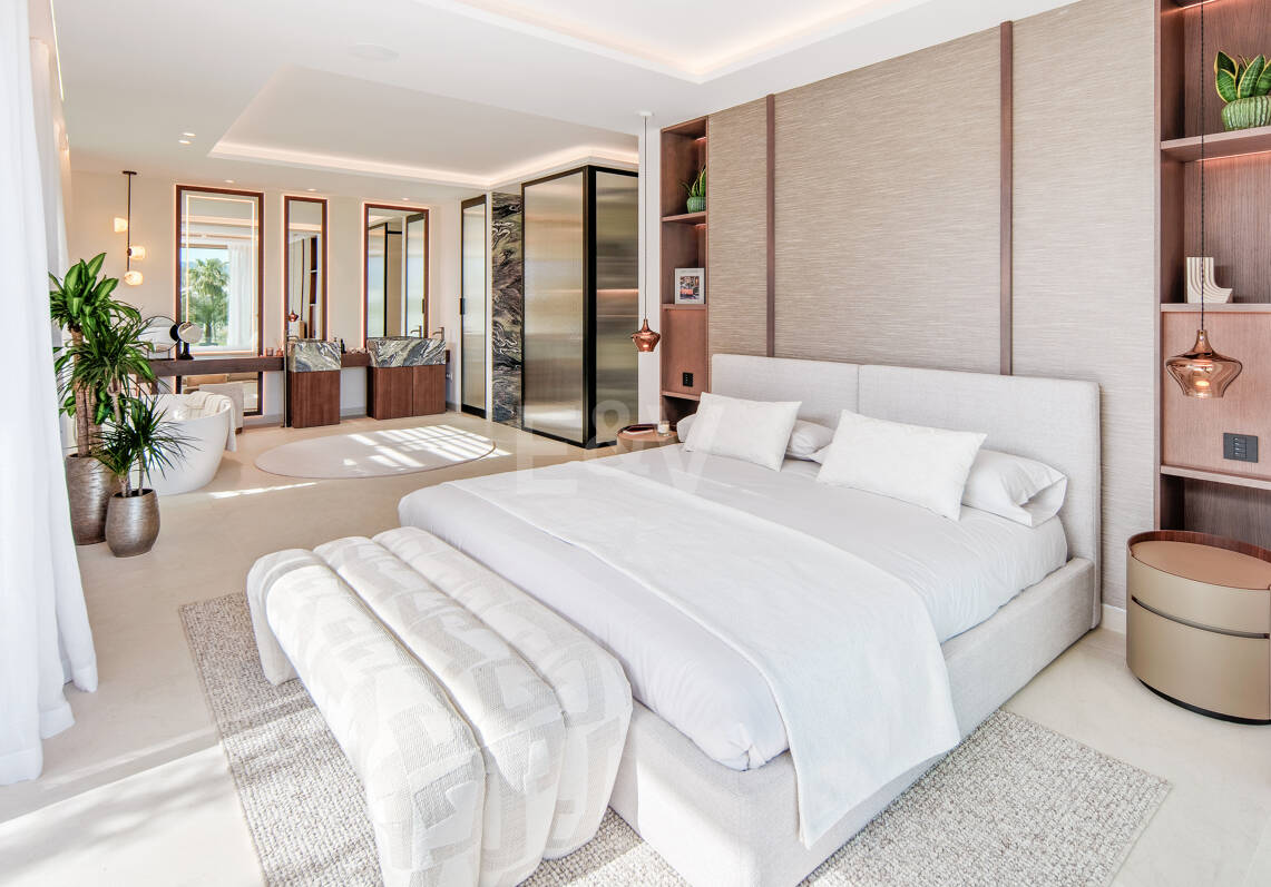 Villa de lujo contemporánea con vistas al golf, al valle y a la montaña en Nueva Andalucía