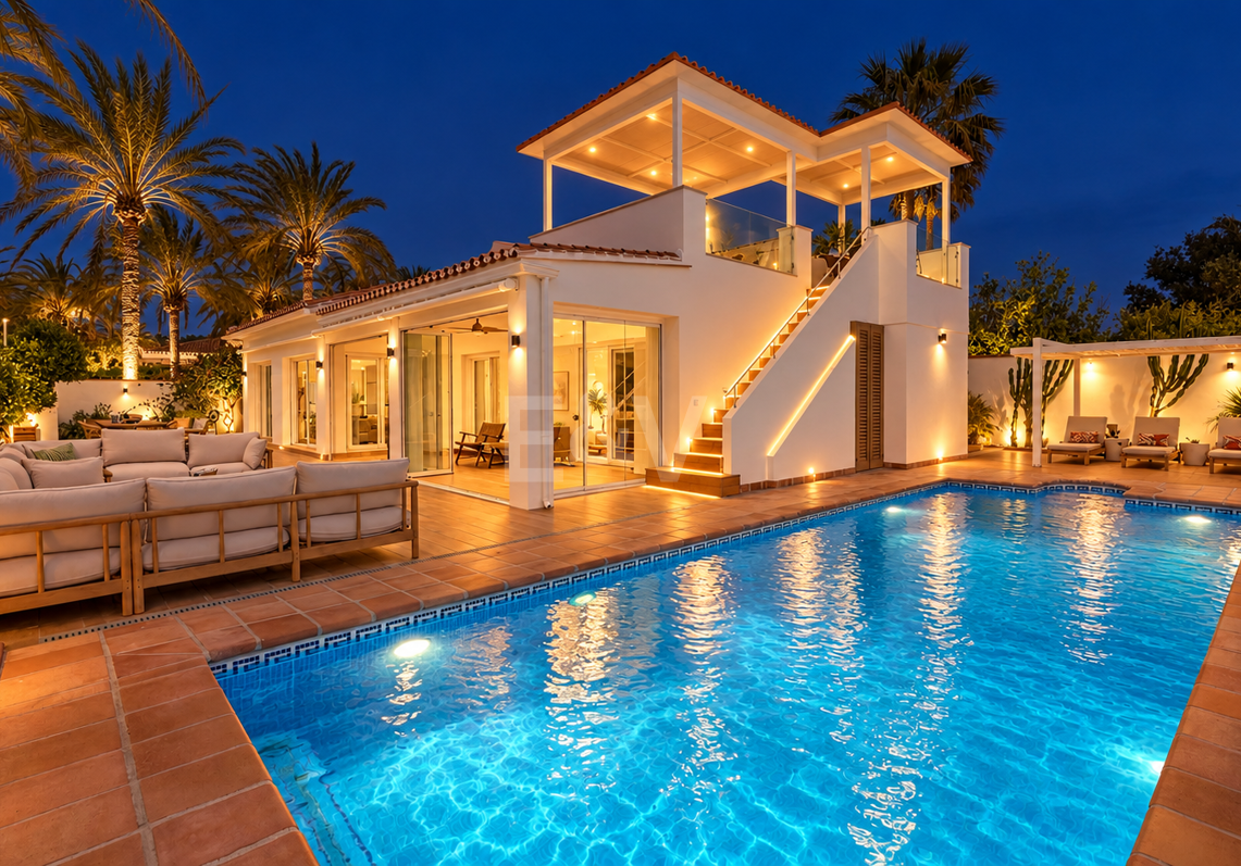 Fullt renoverad lyx Villa Bara 50 meter från stranden i Marbesa, Marbella