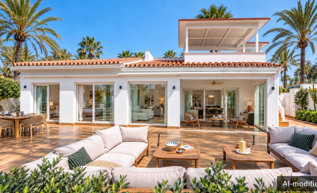 Situada en Marbesa-Marbella, esta elegante villa de lujo se encuentra a apenas 50 metros de las playas de arena dorada...