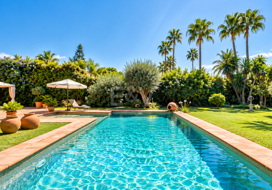 Außergewöhnliche Villa in zweiter Strandreihe in Los Monteros mit Meerblick